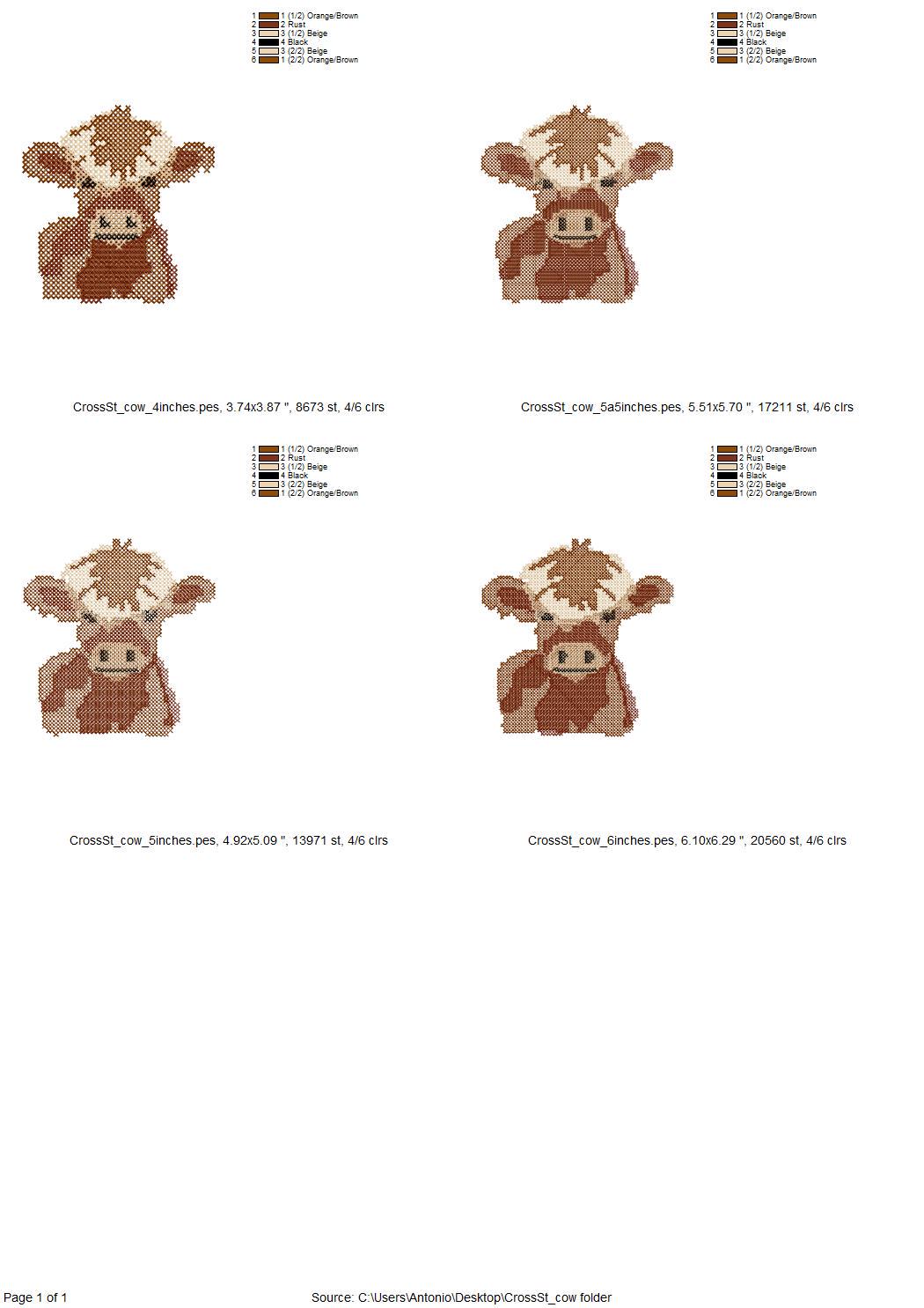 Cross Stitch Little Cow Bull