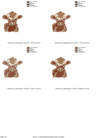 Cross Stitch Little Cow Bull