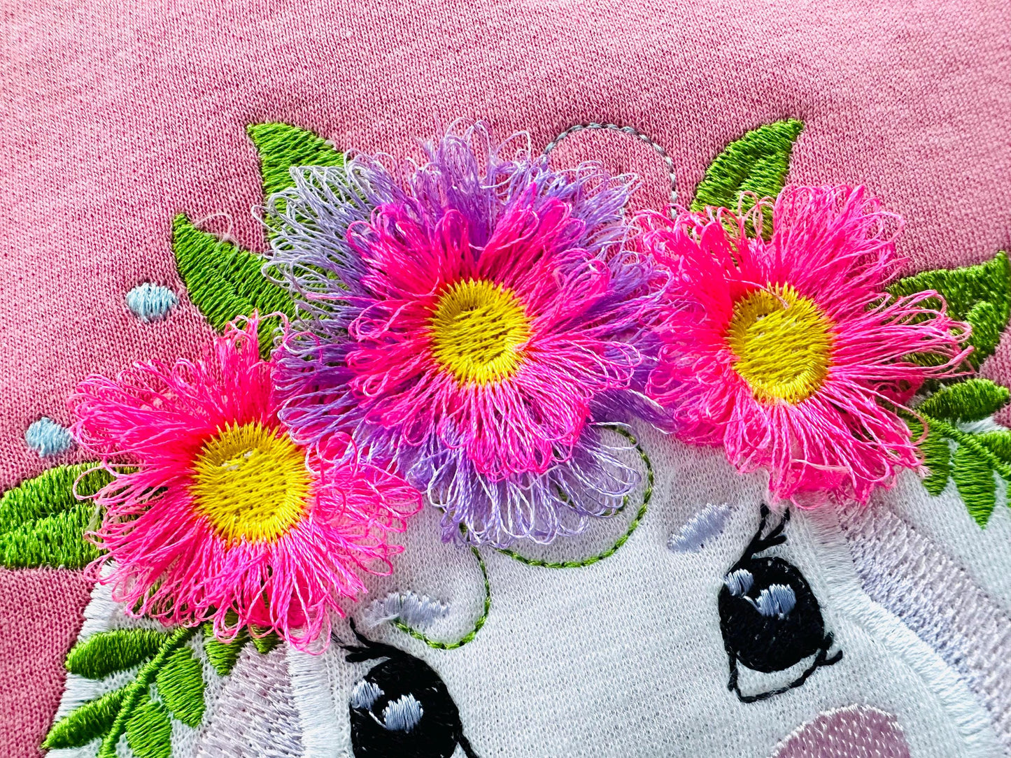 Fringed Floral Crown Cute Bunny Applique