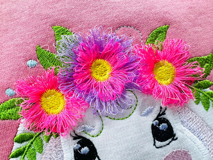 Fringed Floral Crown Cute Bunny Applique