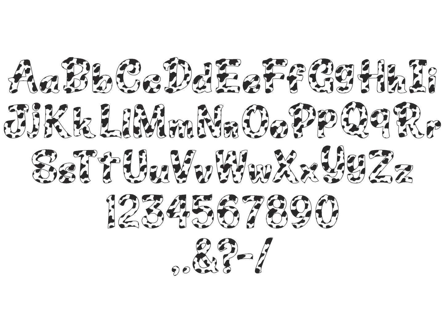Cow Spots Patterned Font Daniel