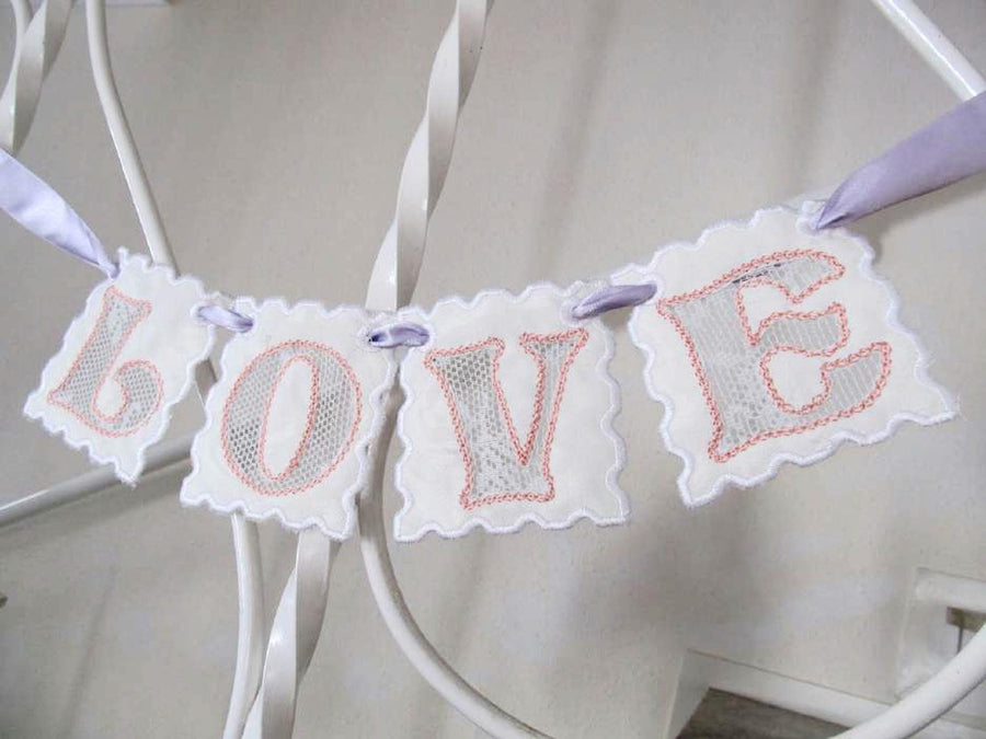 Wedding Lace banner SET letters A-Z In The Hoop ITH project Machine