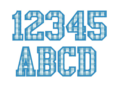 Buffalo Plaid Patterned Varsity Sport Font Applique