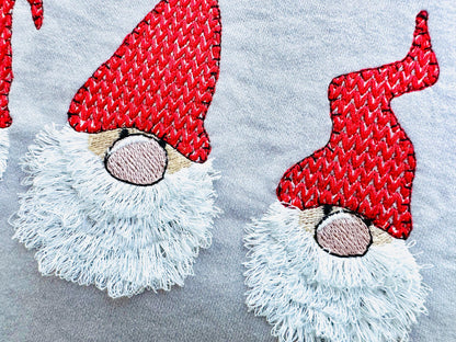 Fringed Gnome Knit Hat Trio 3 in a row
