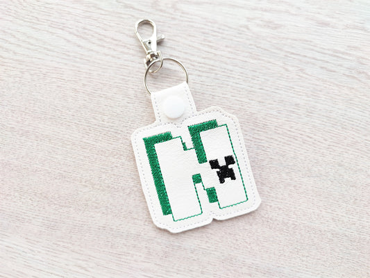 Miner Bricks Pixel Monogram Keychain