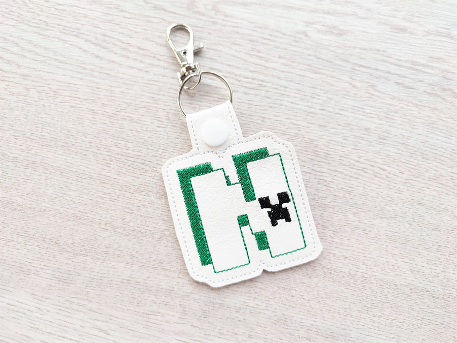 Miner Bricks Pixel Monogram Keychain