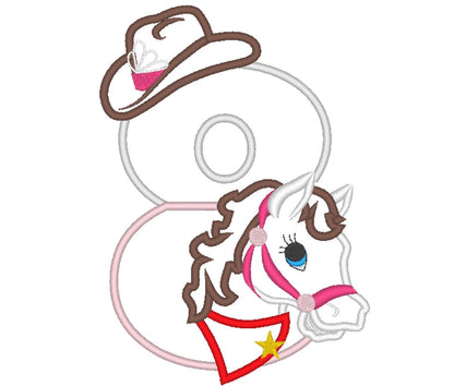 Cowgirl Hat and Horse Birthday Number