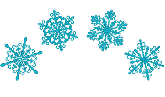 Swirl mini snowflakes SET of 4, winter snowflake 4 types, swirl and