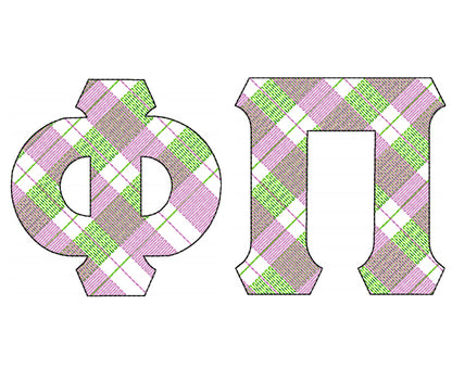 Gingham Plaid Patterned Sororities Greek Font