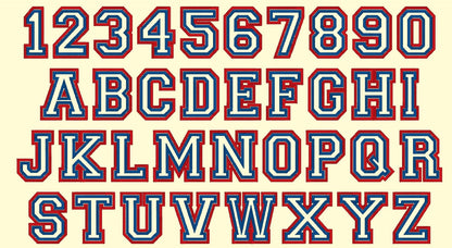 Zig Zag Outline Double Applique Athletic Font