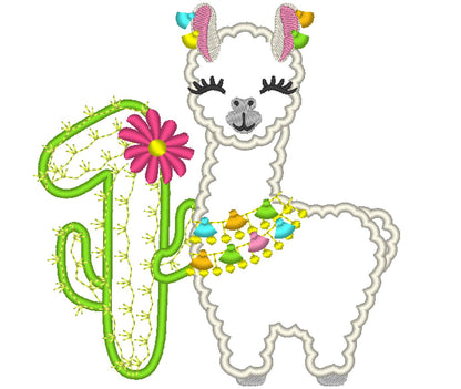 Llama Cactus Birthday Number 1