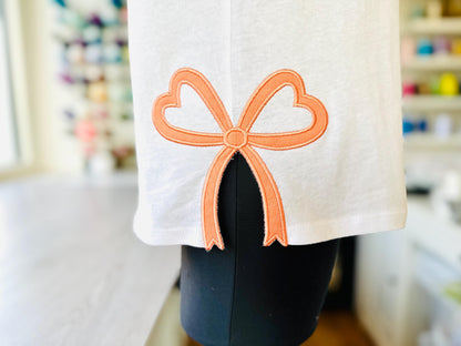 Heart Shape Ribbon Side Bow Applique