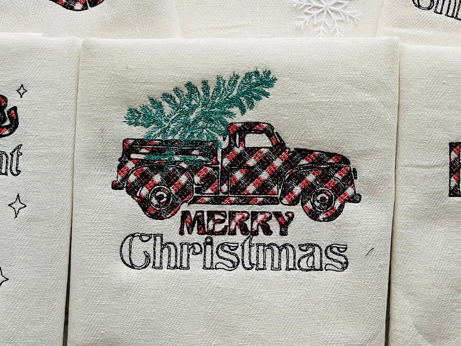 Merry Christmas Patterned Red Truck