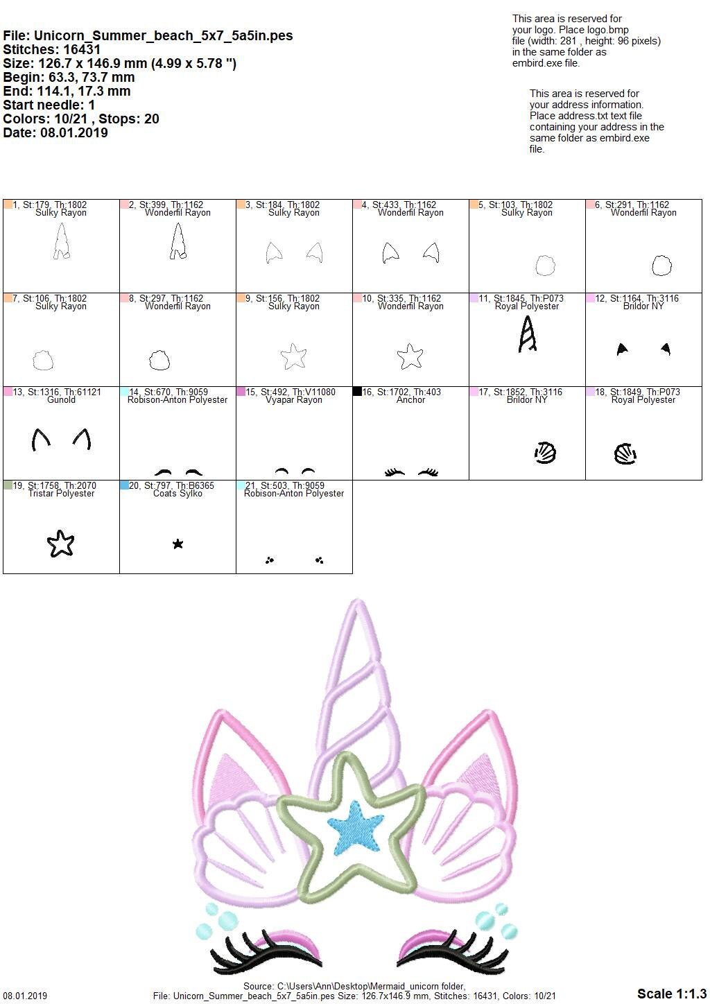 Mermaid Unicorn with Shell and Starfish