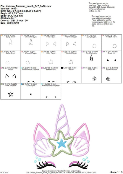 Mermaid Unicorn with Shell and Starfish