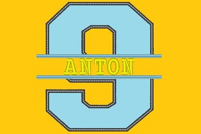 Split Athletic Collegiate Number Applique