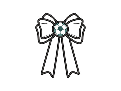 Soccer Ball and Bow Applique