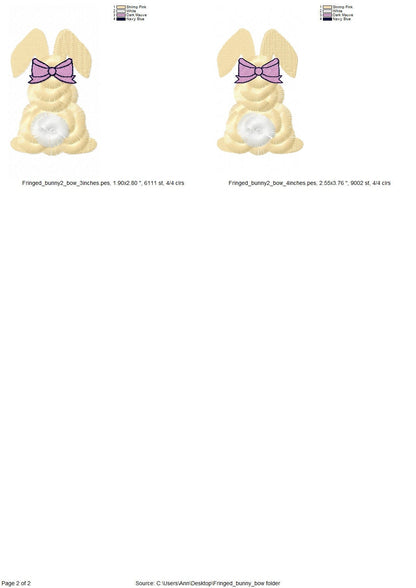 Fringed Easter Bunny with Bow Set of 2