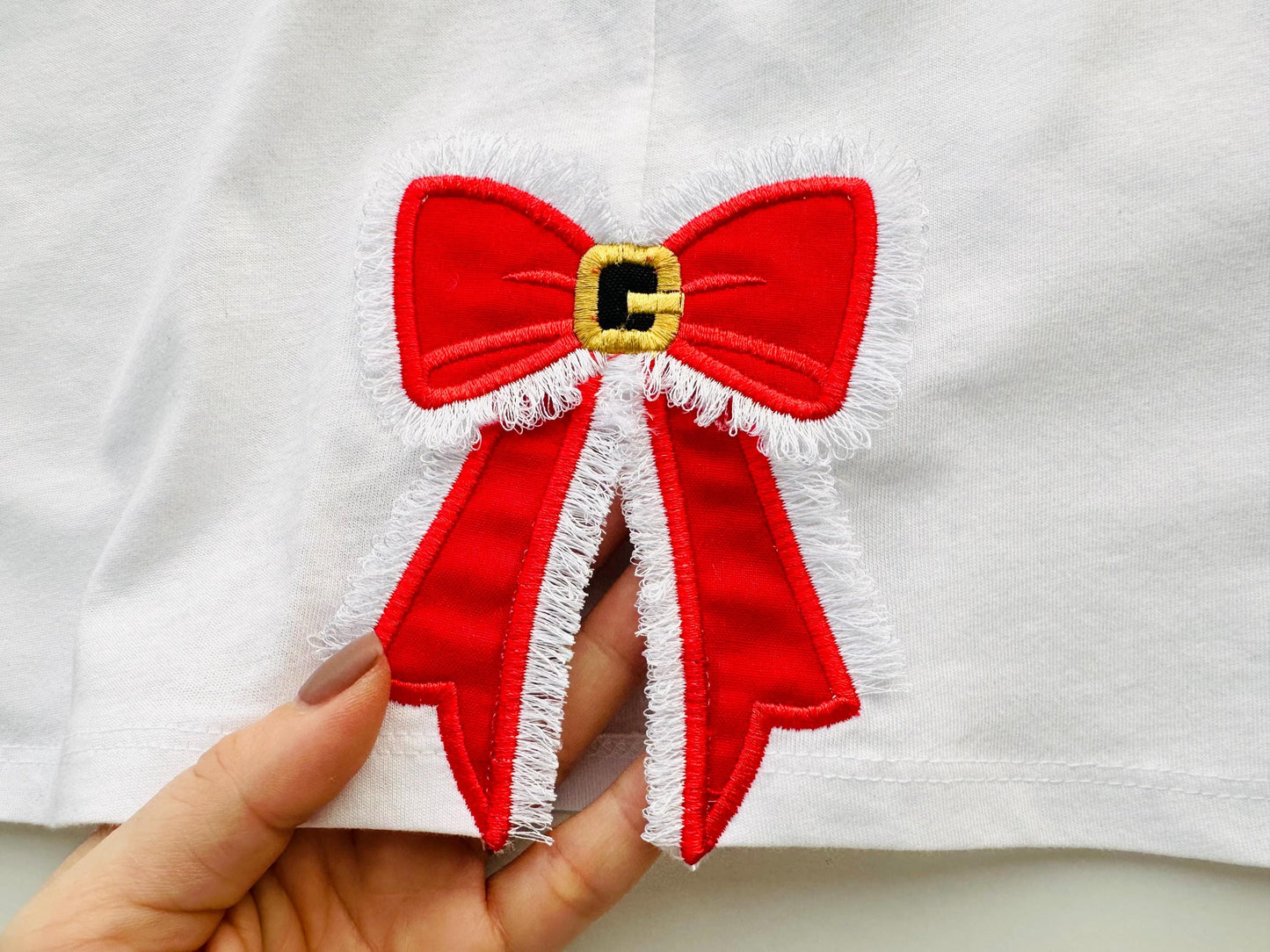 Fringed Santa Claus Bow Applique