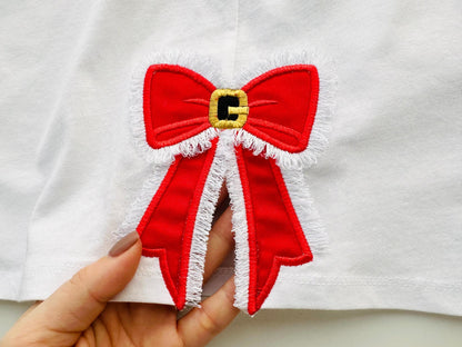 Fringed Santa Claus Bow Applique