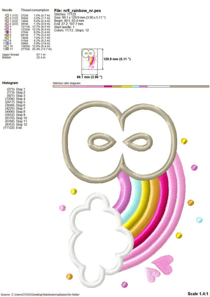 Cute Rainbow Birthday Numbers Applique