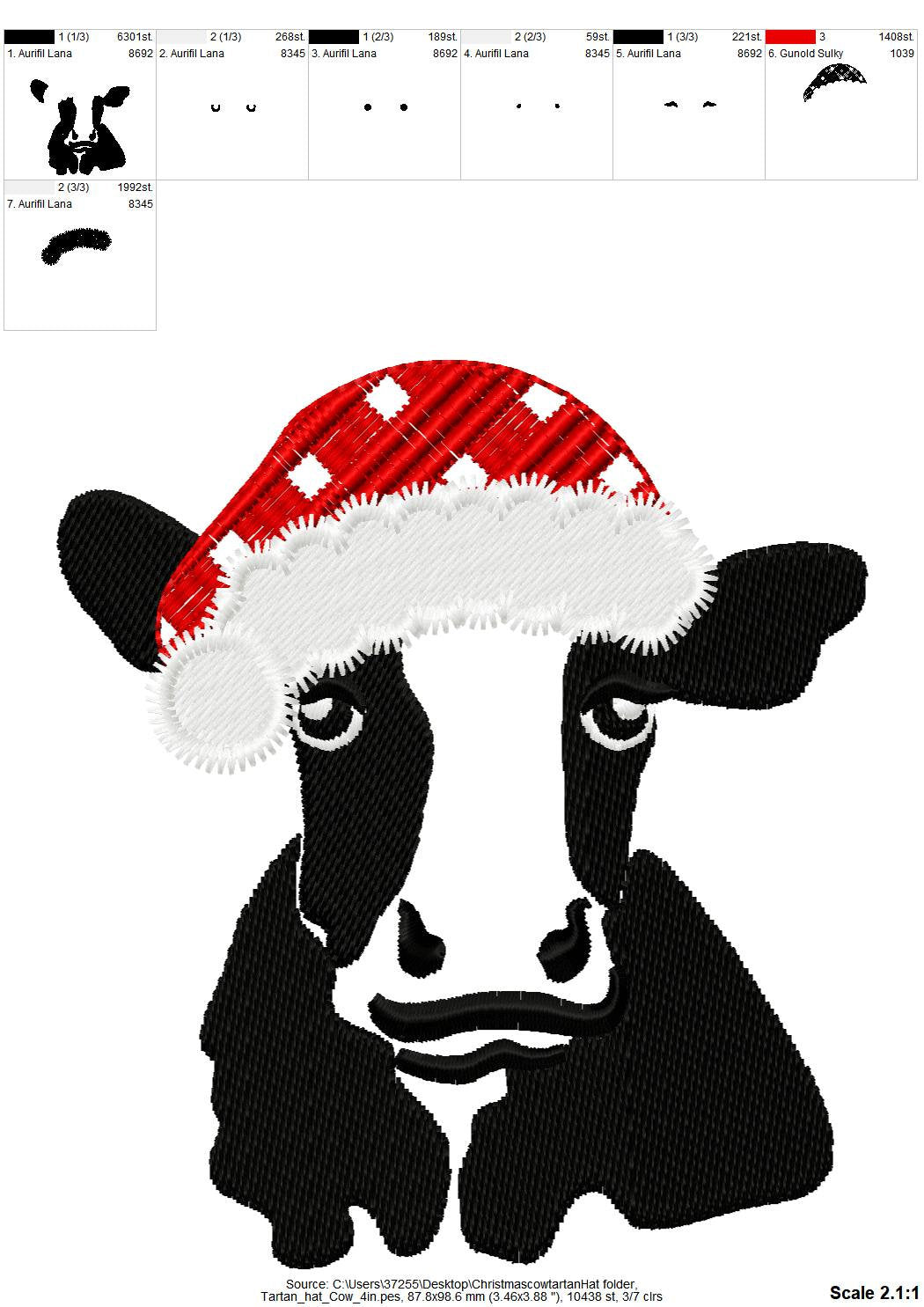 Christmas Cow with Santa Hat