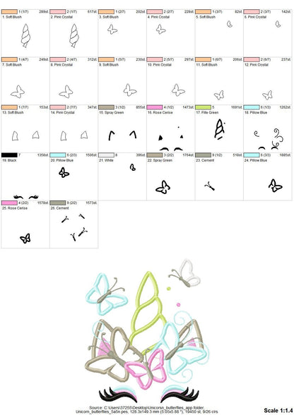 Unicorn with Butterfly Crown Applique