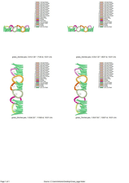 Tiny Eggs in grass Applique machine embroidery designs for hoop 4x4 and
