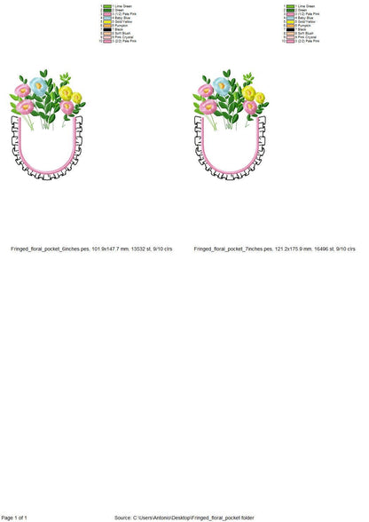 Genuine Ruffle Pocket with Fringed Flowers