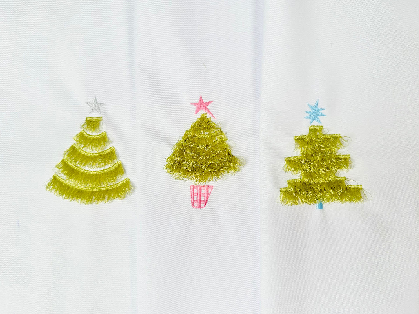 Three Single Fringed Christmas trees
