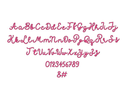 Satin Stitch and Outline Handwritten Font Barb