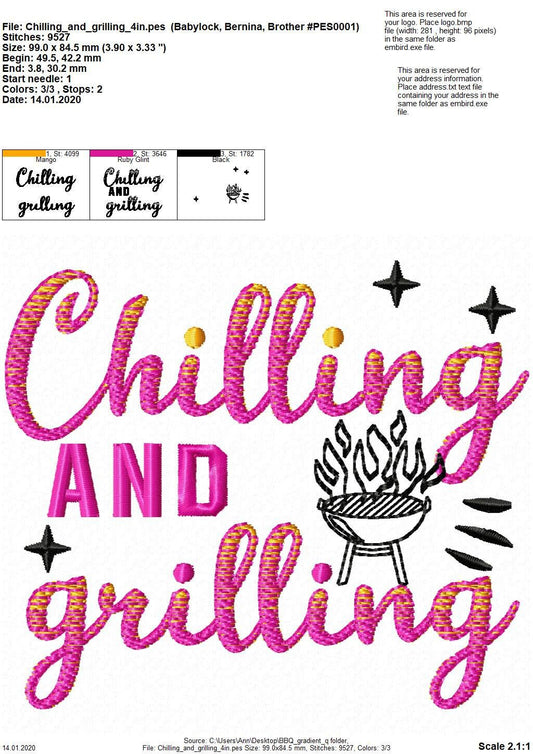 Chilling and grilling, BBQ it is Barbecue time apron kitchen dish towel