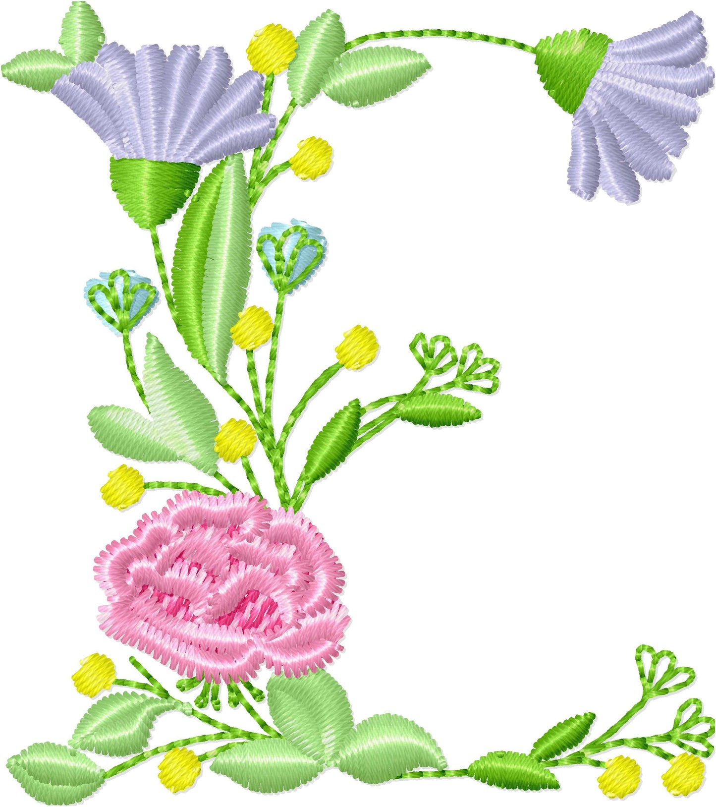 Block Floral Font Uppercase Letters