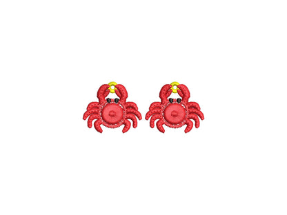 Fringed Crab cute fluffy tiny earrings or charm in the hoop FSL