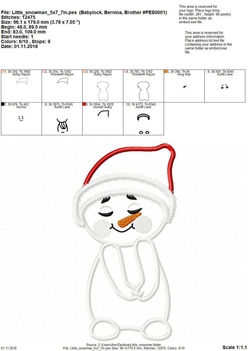 Pretty Little Snowman Applique