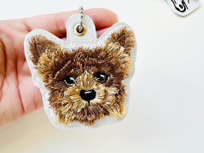 Fringed Dog Yorkie Puppy Keychain