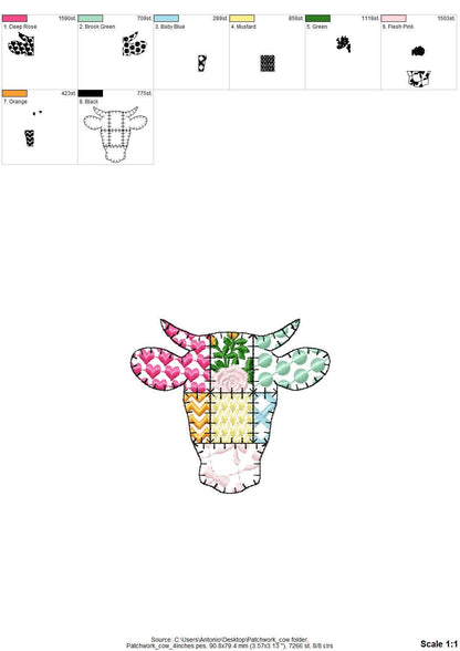 Patchwork Patterned Cow Head