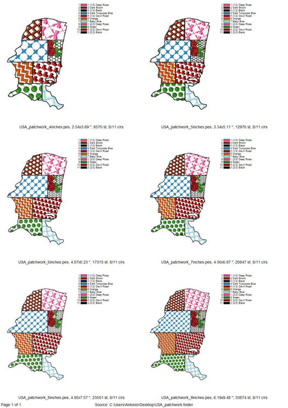 Patchwork USA States patterned US outline silhouette United States of