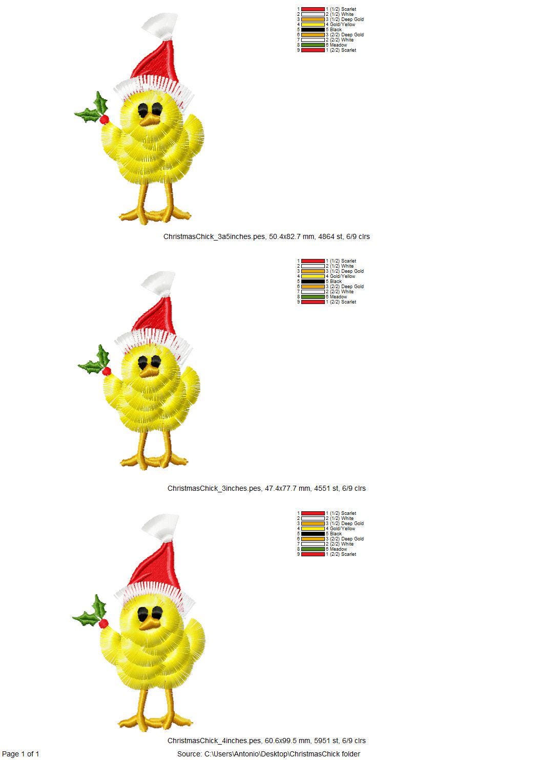 Christmas Holly Chick fringed fur chenille fluffy Chick with Santa Hat