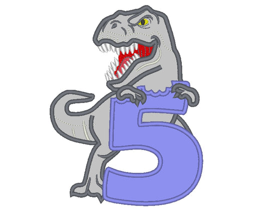 T-rex dinosaur Birthday number five 5 kids boy Birthday outfit machine