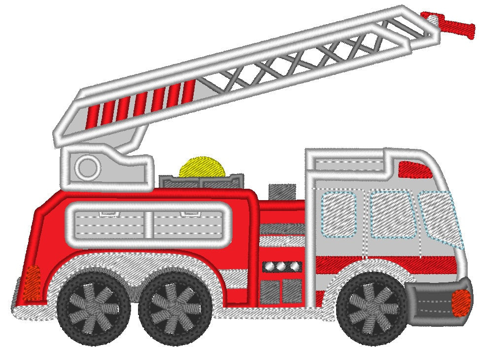 Fire Truck Applique and Fill Stitch