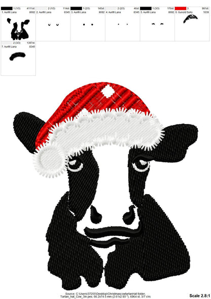 Christmas Cow with Santa Hat