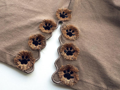 Small Fringed Paw Split Side Seam