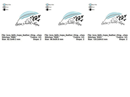 Love Faith Hope Fringed Feather