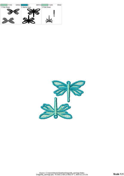 Dragonfly Earrings or Charm FSL