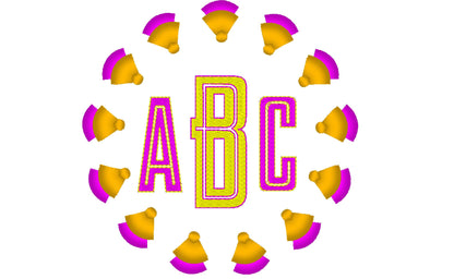 Chinoiserie fringed tassel circle monogram frame and alphabet BX