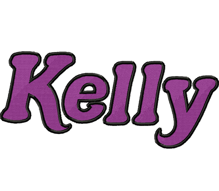 Bold Cursive Fill Stitch Font Kelly