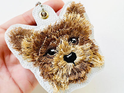 Fringed Dog Yorkie Puppy Keychain