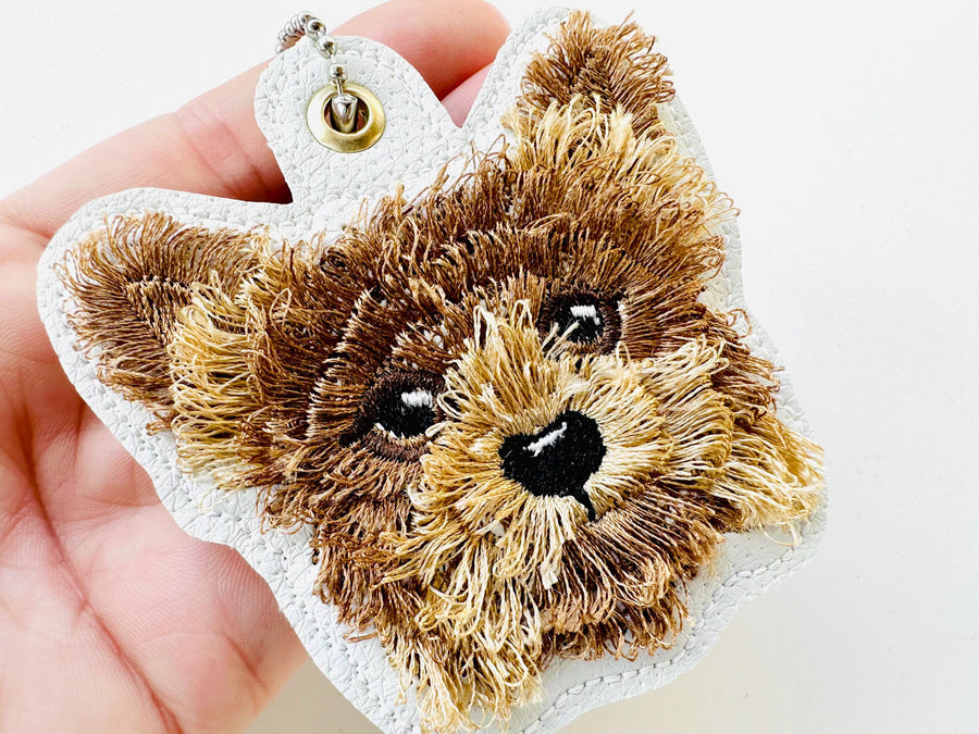 Fringed Dog Yorkie Puppy Keychain