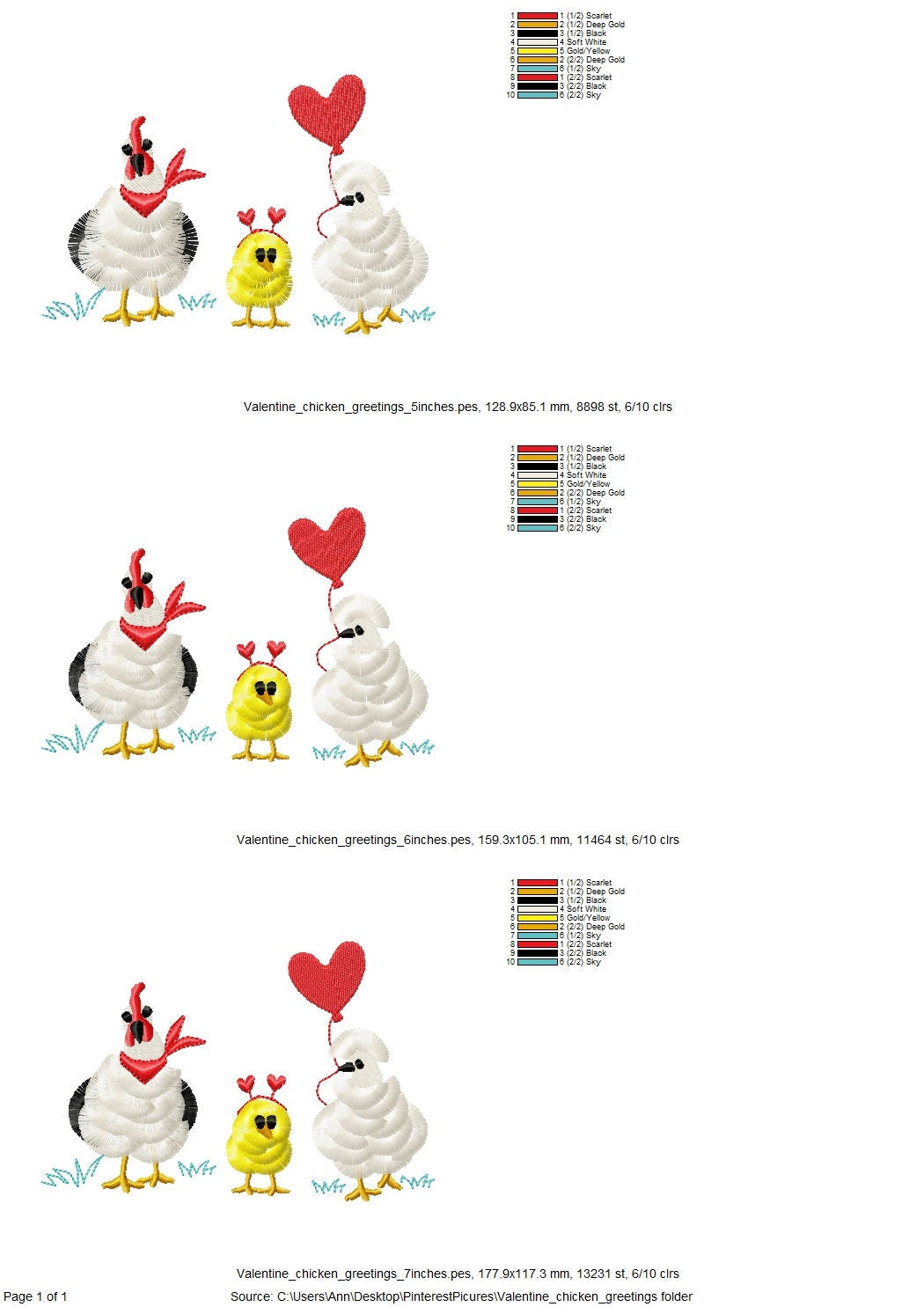 Valentine Fringed Chicken Family